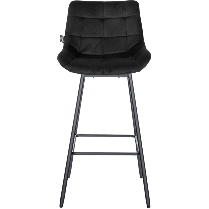 Tabouret de bar pivotant moderne en Velours Noir Métal Noir Cerian - 2