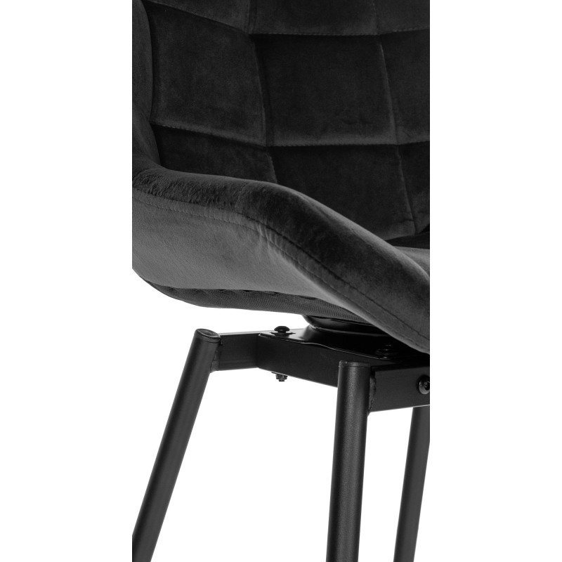 Tabouret de bar pivotant moderne en Velours Noir Métal Noir Cerian - 6