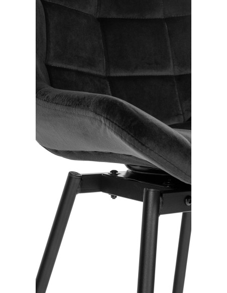 Tabouret de bar pivotant moderne en Velours Noir Métal Noir Cerian - 6