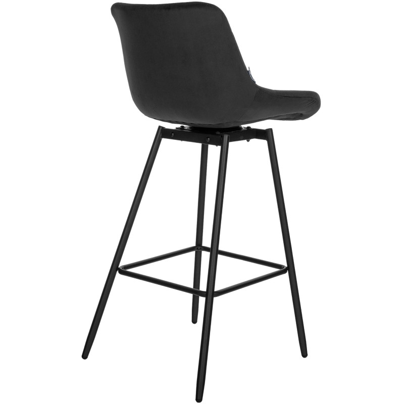 Tabouret de bar pivotant moderne en Velours Noir Métal Noir Cerian - 3