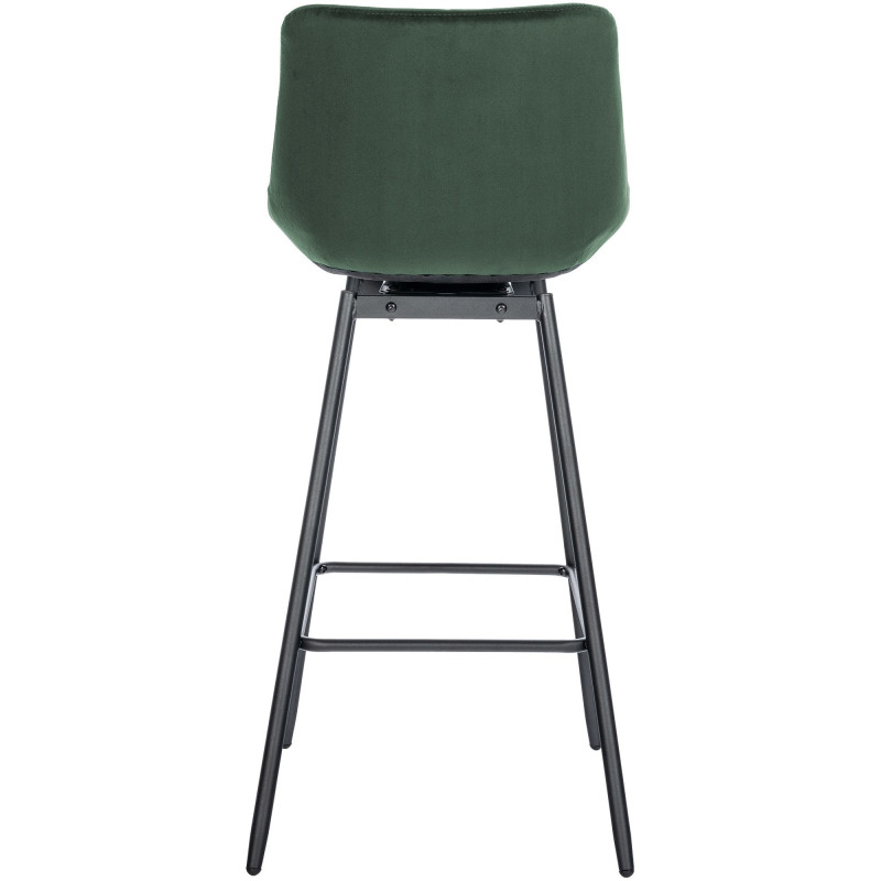 Tabouret de bar pivotant moderne en Velours Vert foncé Métal Noir Cerian - 4