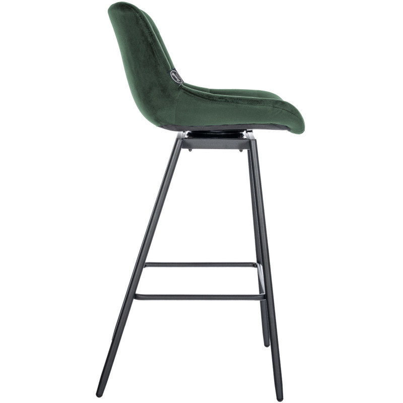 Tabouret de bar pivotant moderne en Velours Vert foncé Métal Noir Cerian - 5