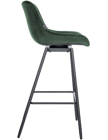 Tabouret de bar pivotant moderne en Velours Vert foncé Métal Noir Cerian - 5