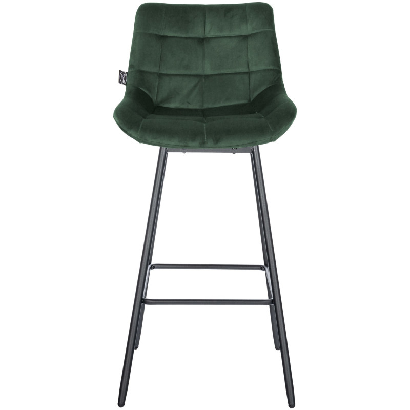 Tabouret de bar pivotant moderne en Velours Vert foncé Métal Noir Cerian - 2