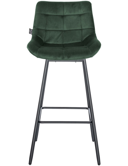 Tabouret de bar pivotant moderne en Velours Vert foncé Métal Noir Cerian - 2