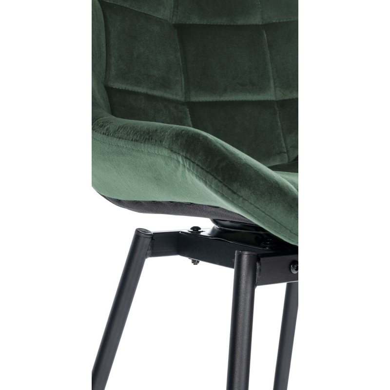 Tabouret de bar pivotant moderne en Velours Vert foncé Métal Noir Cerian - 6