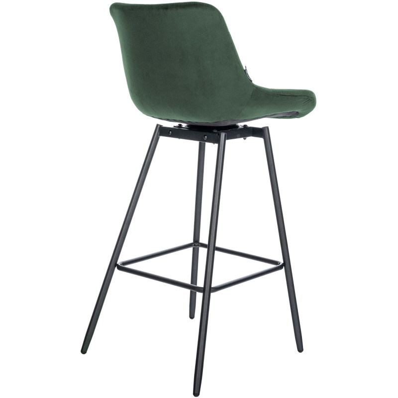Tabouret de bar pivotant moderne en Velours Vert foncé Métal Noir Cerian - 3