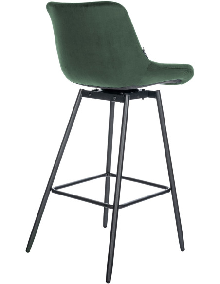 Tabouret de bar pivotant moderne en Velours Vert foncé Métal Noir Cerian - 3