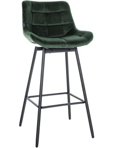 Tabouret de bar pivotant moderne en Velours Vert foncé Métal Noir Cerian - 1