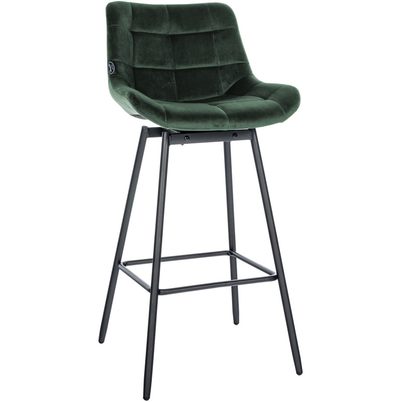 Tabouret de bar pivotant moderne en Velours Vert foncé Métal Noir Cerian - 1