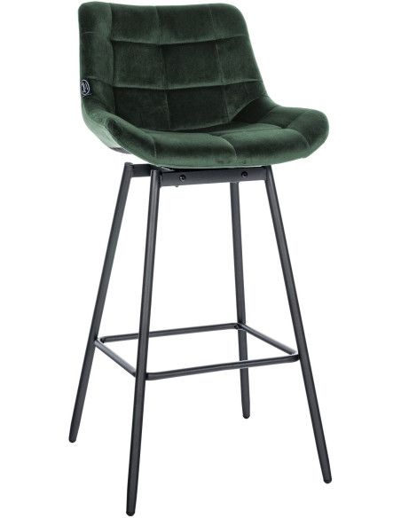 Tabouret de bar pivotant moderne en Velours Vert foncé Métal Noir Cerian - 1