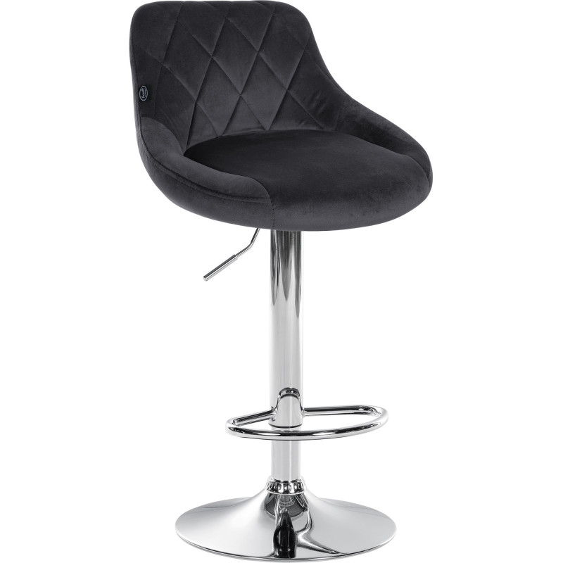Tabouret de bar moderne chic en Velours Gris foncé Métal Argenté Zerion - 1