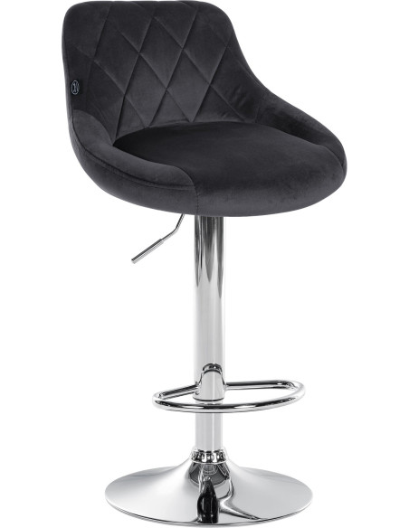 Tabouret de bar moderne chic en Velours Gris foncé Métal Argenté Zerion - 1