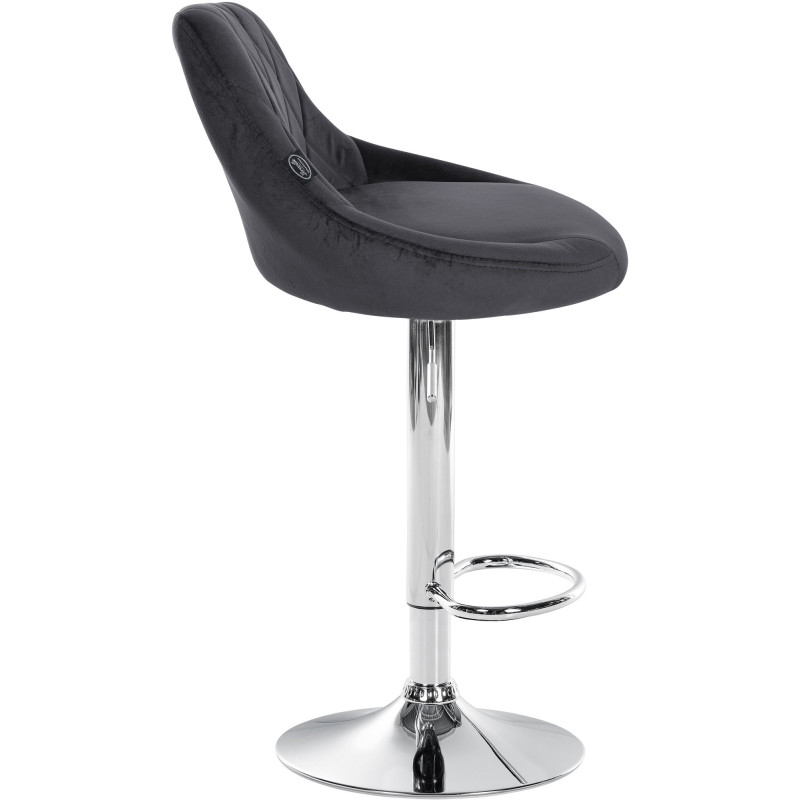 Tabouret de bar moderne chic en Velours Gris foncé Métal Argenté Zerion - 3