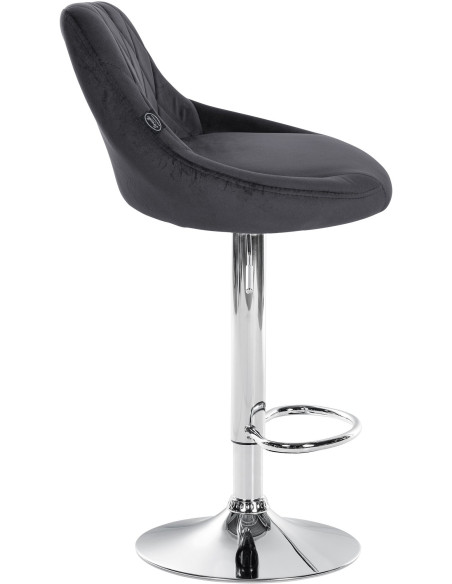 Tabouret de bar moderne chic en Velours Gris foncé Métal Argenté Zerion - 3