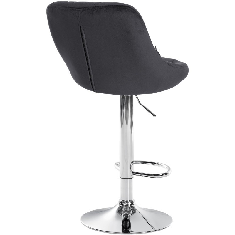 Tabouret de bar moderne chic en Velours Gris foncé Métal Argenté Zerion - 4