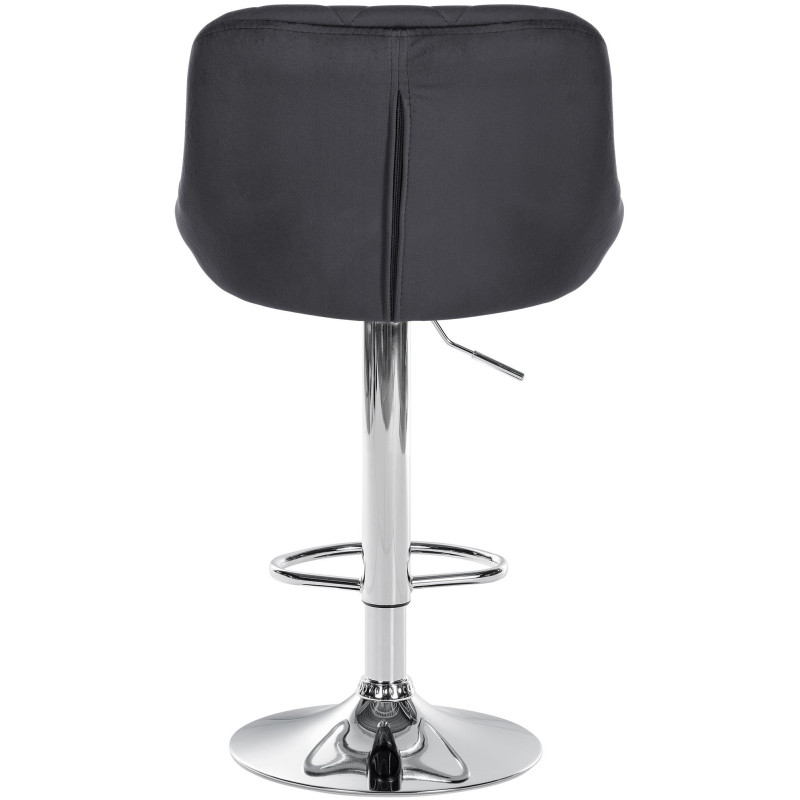 Tabouret de bar moderne chic en Velours Gris foncé Métal Argenté Zerion - 5