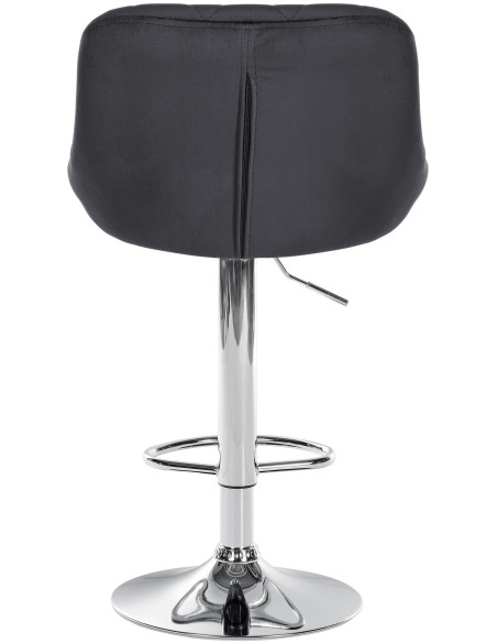 Tabouret de bar moderne chic en Velours Gris foncé Métal Argenté Zerion - 5