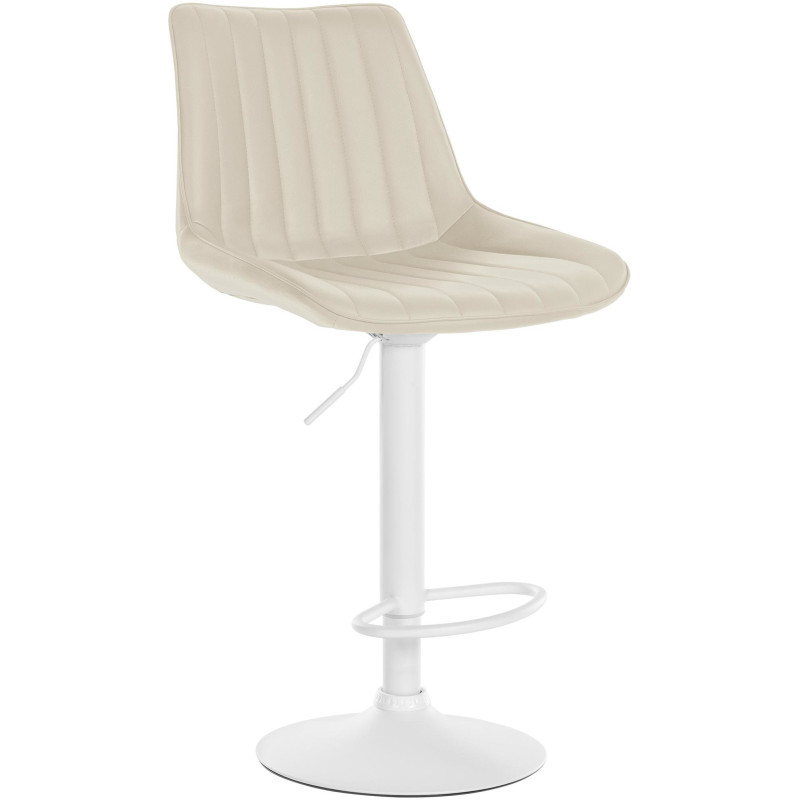 Tabouret de bar moderne en Polyuréthane Blanc crème Métal Blanc Wenlia - 1