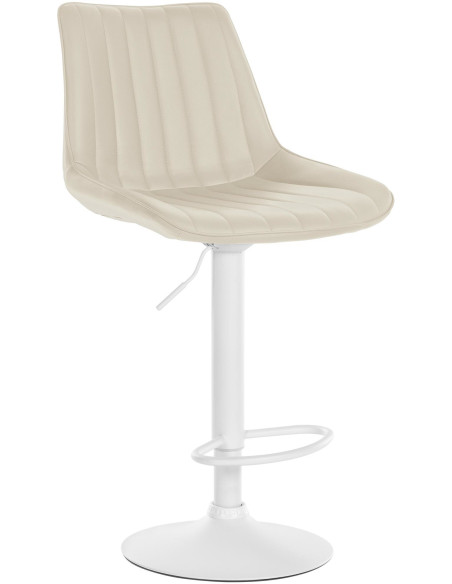 Tabouret de bar moderne en Polyuréthane Blanc crème Métal Blanc Wenlia - 1