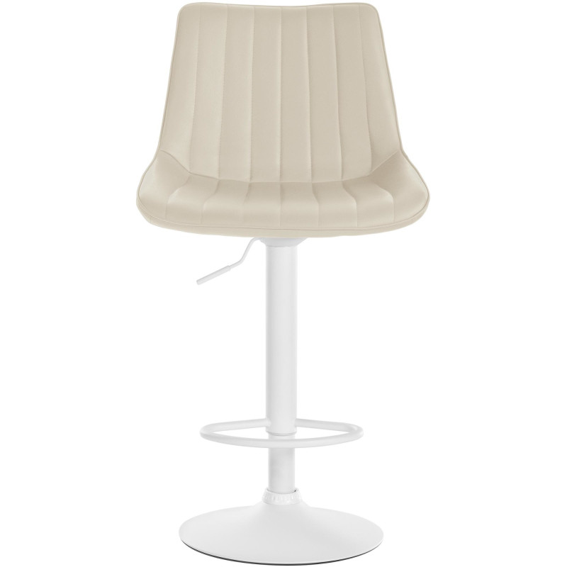 Tabouret de bar moderne en Polyuréthane Blanc crème Métal Blanc Wenlia - 2