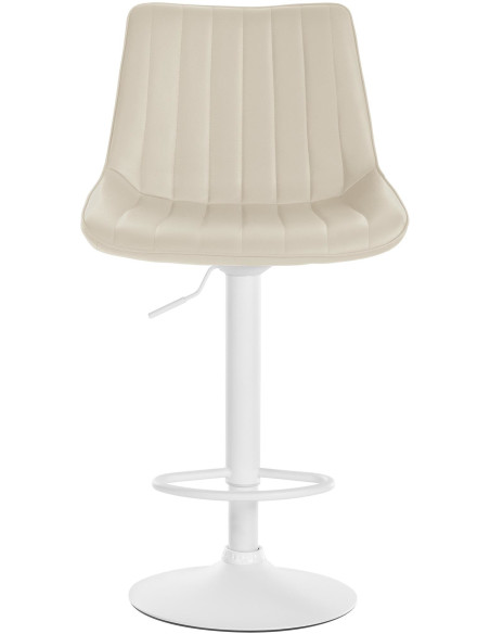 Tabouret de bar moderne en Polyuréthane Blanc crème Métal Blanc Wenlia - 2