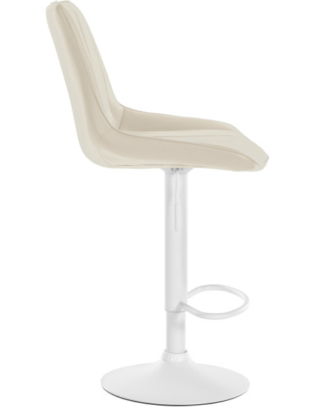 Tabouret de bar moderne en Polyuréthane Blanc crème Métal Blanc Wenlia - 3