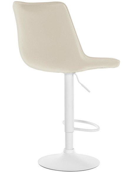 Tabouret de bar moderne en Polyuréthane Blanc crème Métal Blanc Wenlia - 4