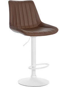 Tabouret de bar moderne en Polyuréthane Marron Métal Blanc Wenlia  - 1