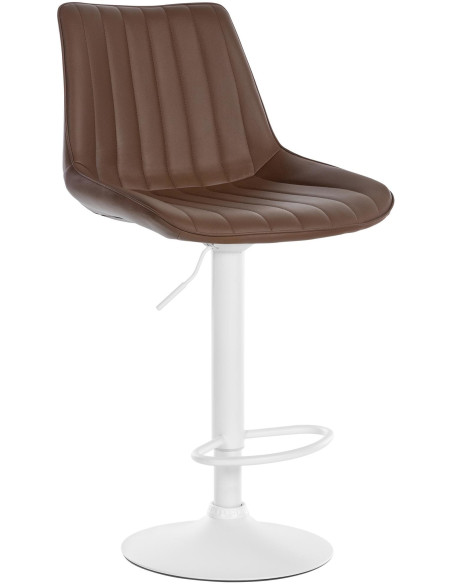 Tabouret de bar moderne en Polyuréthane Marron Métal Blanc Wenlia  - 1