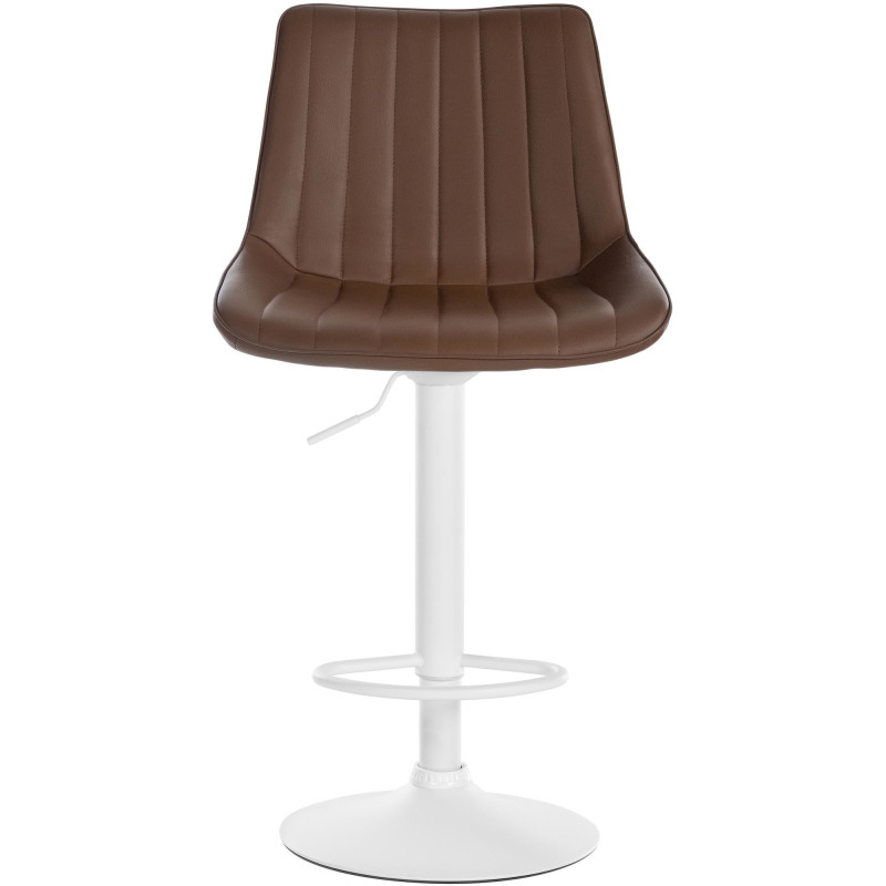 Tabouret de bar moderne en Polyuréthane Marron Métal Blanc Wenlia  - 2