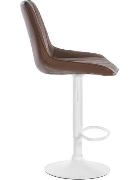 Tabouret de bar moderne en Polyuréthane Marron Métal Blanc Wenlia  - 3