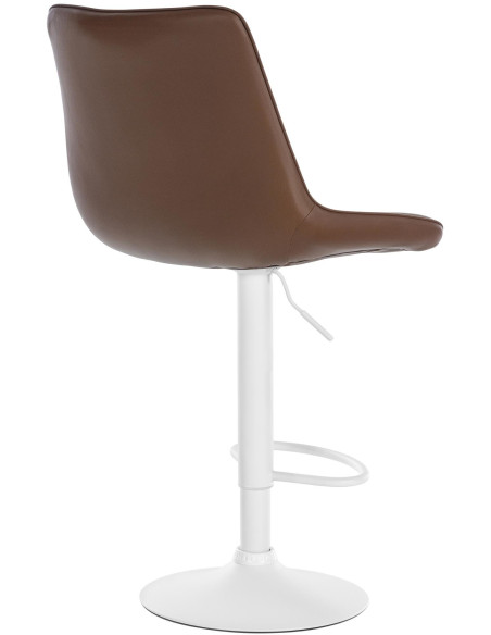 Tabouret de bar moderne en Polyuréthane Marron Métal Blanc Wenlia  - 4