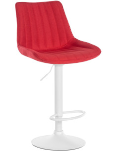 Tabouret de bar moderne en Tissu Rouge Métal Blanc Wenlia - 1