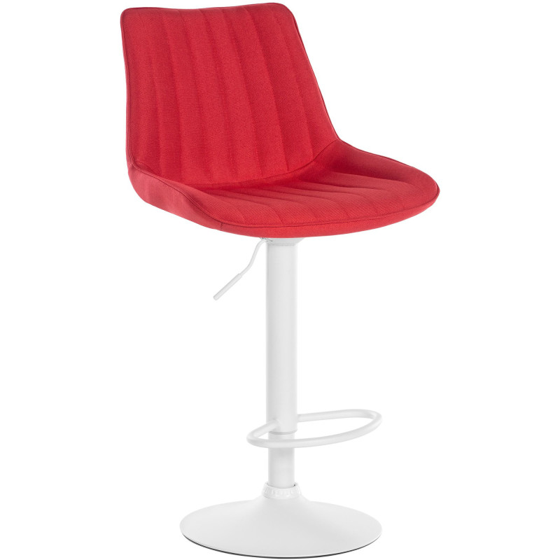 Tabouret de bar moderne en Tissu Rouge Métal Blanc Wenlia - 1