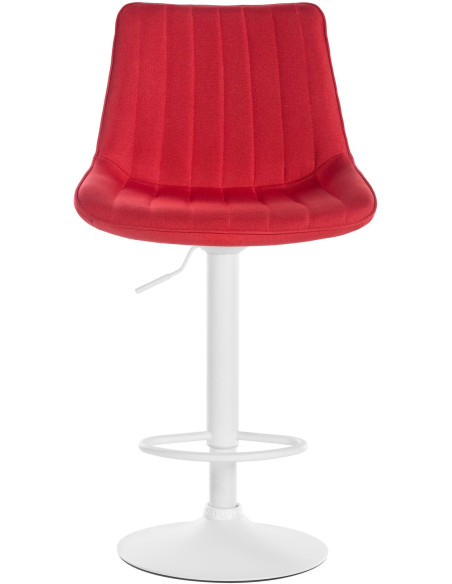 Tabouret de bar moderne en Tissu Rouge Métal Blanc Wenlia - 2