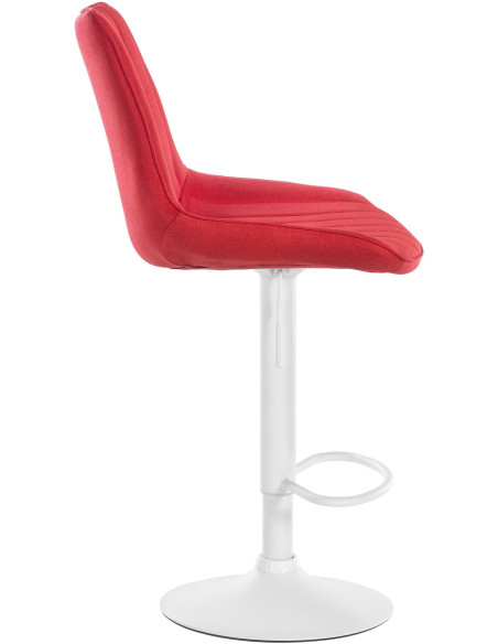 Tabouret de bar moderne en Tissu Rouge Métal Blanc Wenlia - 3