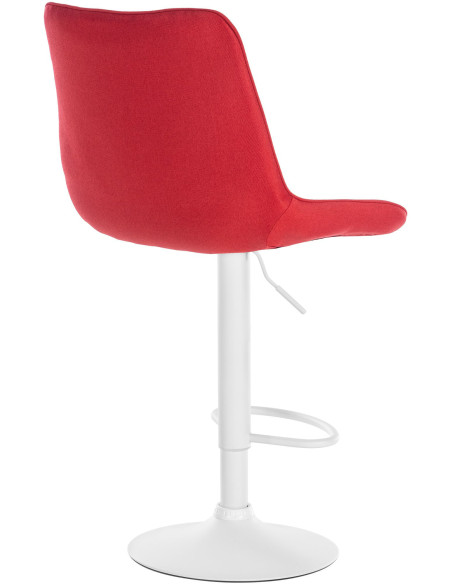 Tabouret de bar moderne en Tissu Rouge Métal Blanc Wenlia - 4