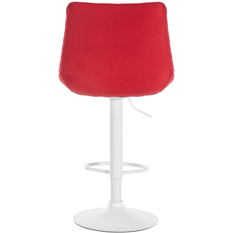 Tabouret de bar moderne en Tissu Rouge Métal Blanc Wenlia - 5
