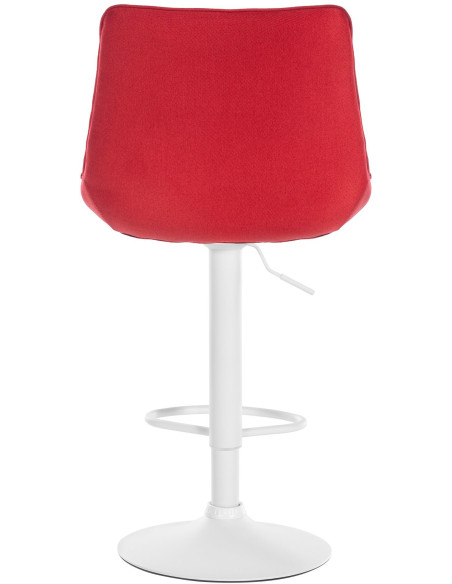 Tabouret de bar moderne en Tissu Rouge Métal Blanc Wenlia - 5