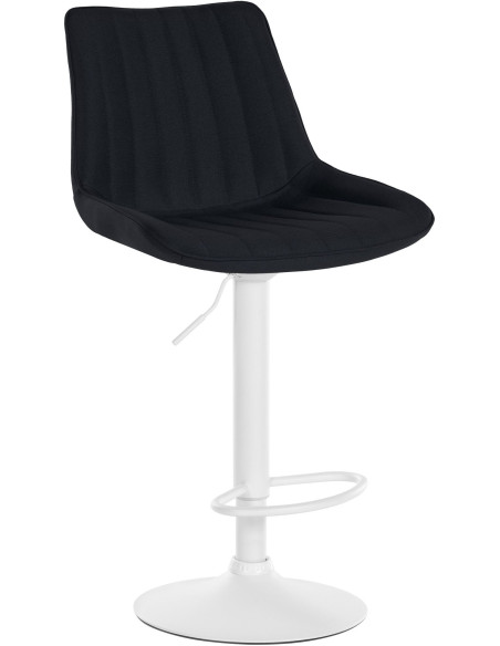 Tabouret de bar moderne en Tissu Noir Métal Blanc Wenlia - 1