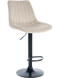 Tabouret de bar moderne en Velours Blanc crème Métal Noir Wenlia - 1