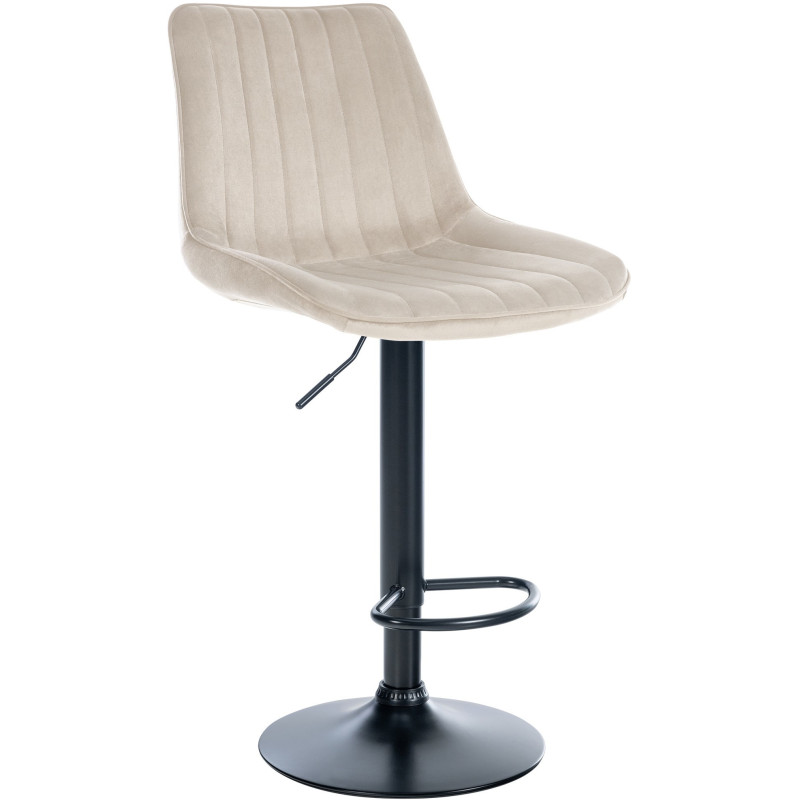 Tabouret de bar moderne en Velours Blanc crème Métal Noir Wenlia - 1