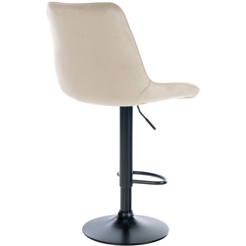Tabouret de bar moderne en Velours Blanc crème Métal Noir Wenlia - 2