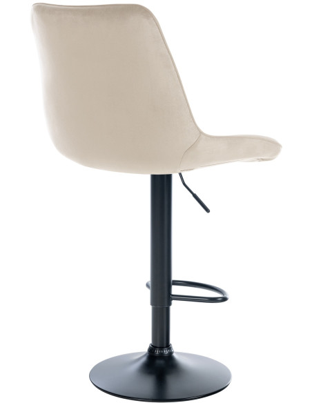 Tabouret de bar moderne en Velours Blanc crème Métal Noir Wenlia - 2