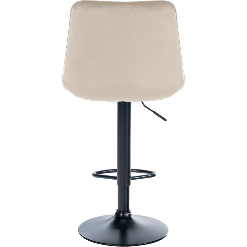 Tabouret de bar moderne en Velours Blanc crème Métal Noir Wenlia - 3