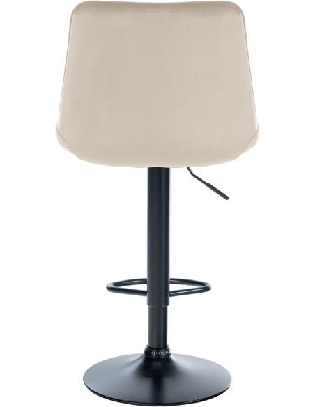 Tabouret de bar moderne en Velours Blanc crème Métal Noir Wenlia - 3