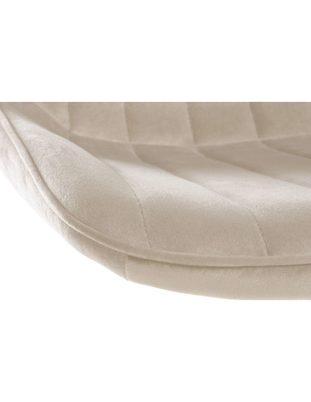Tabouret de bar moderne en Velours Blanc crème Métal Noir Wenlia - 4
