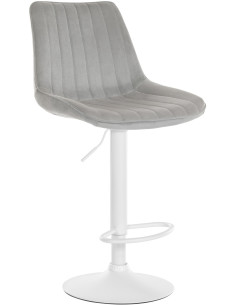 Tabouret de bar moderne en Velours Gris Métal Blanc Wenlia - 1