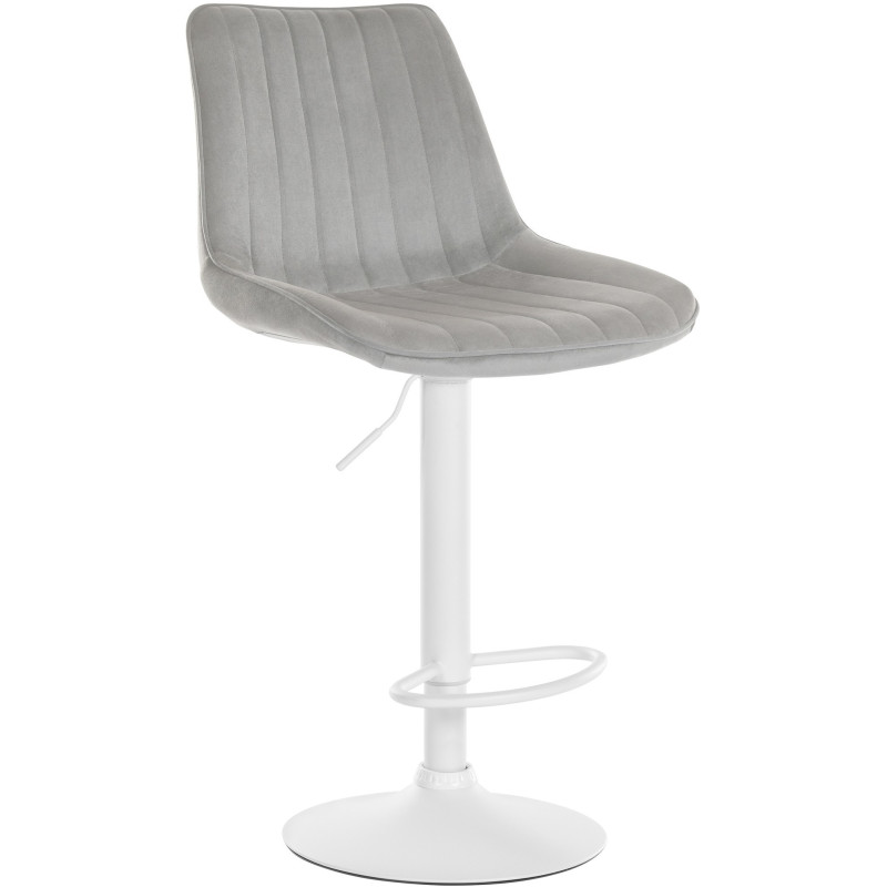 Tabouret de bar moderne en Velours Gris Métal Blanc Wenlia - 1